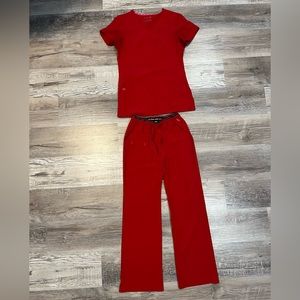 Red heartsoul scrub set